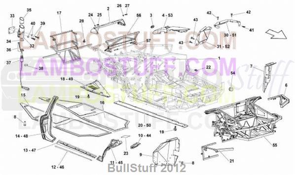 2010 Lamborghini MURCIELAGO REVENTON ROADSTER ARABIA FRAME ELEMENTS (825.01.00)